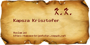 Kapsza Krisztofer névjegykártya